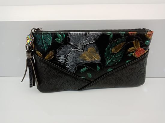 Genuie Leather Clutch Bag Women Flower Bag Promotional Bag (WDL0423)