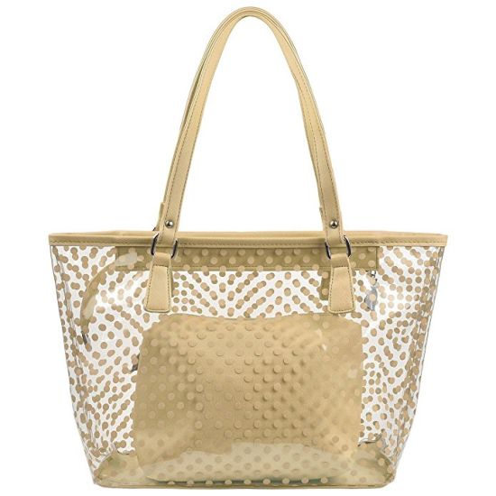Lady Tote Bag Transparent PVC Beach Bags Shoulder Handbag with Small Cosmetic Handbags (WDL01116)