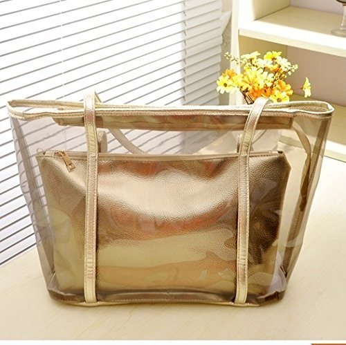 Tote Bag PVC Beach Shoulder Handbag with Small Cosmetic Summer Clear Handbags Transparent Beach Bags (WDL01115)