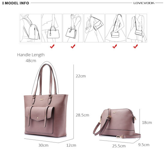 2PCS Set Lady PU Handbag Tote Crossbody Bag Daily Work Bag Laptop Tote Handbag Popular Handbag (WDL0952)