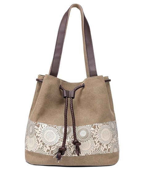 Canvas Bucket Lady Handbag Fashion Shoulder Bag (WDL0292)