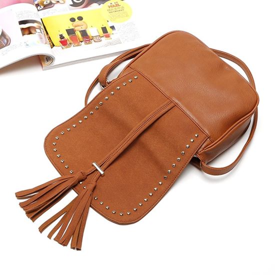 Fashion Tassel Rivet Decoration Lady Handbag Nice Designer Bag (WDL0243)