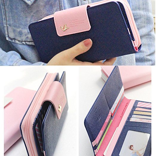 Purse Wallet Coin Poaket Clutch Wallet Card Holder Leather Wallet Ladies Purse with ID Window (WDL01096)